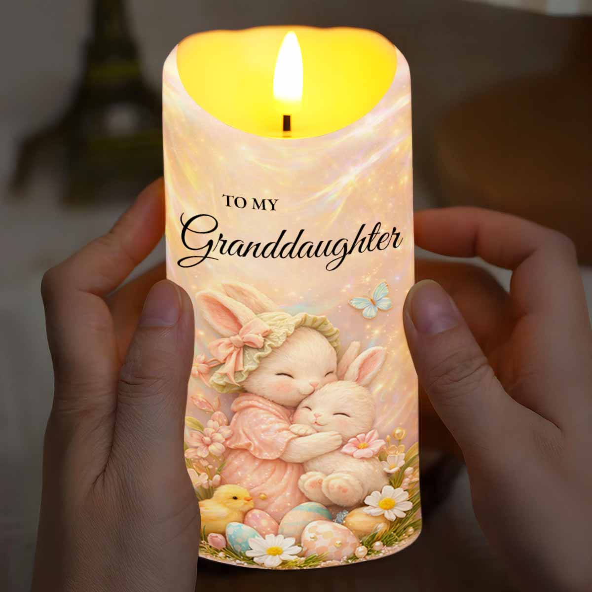 To My Granddaughter Once Upon A Time Rabbit Easter Egg Flower - Personalized Custom LED Candle - GDT647_LECA - Image 7