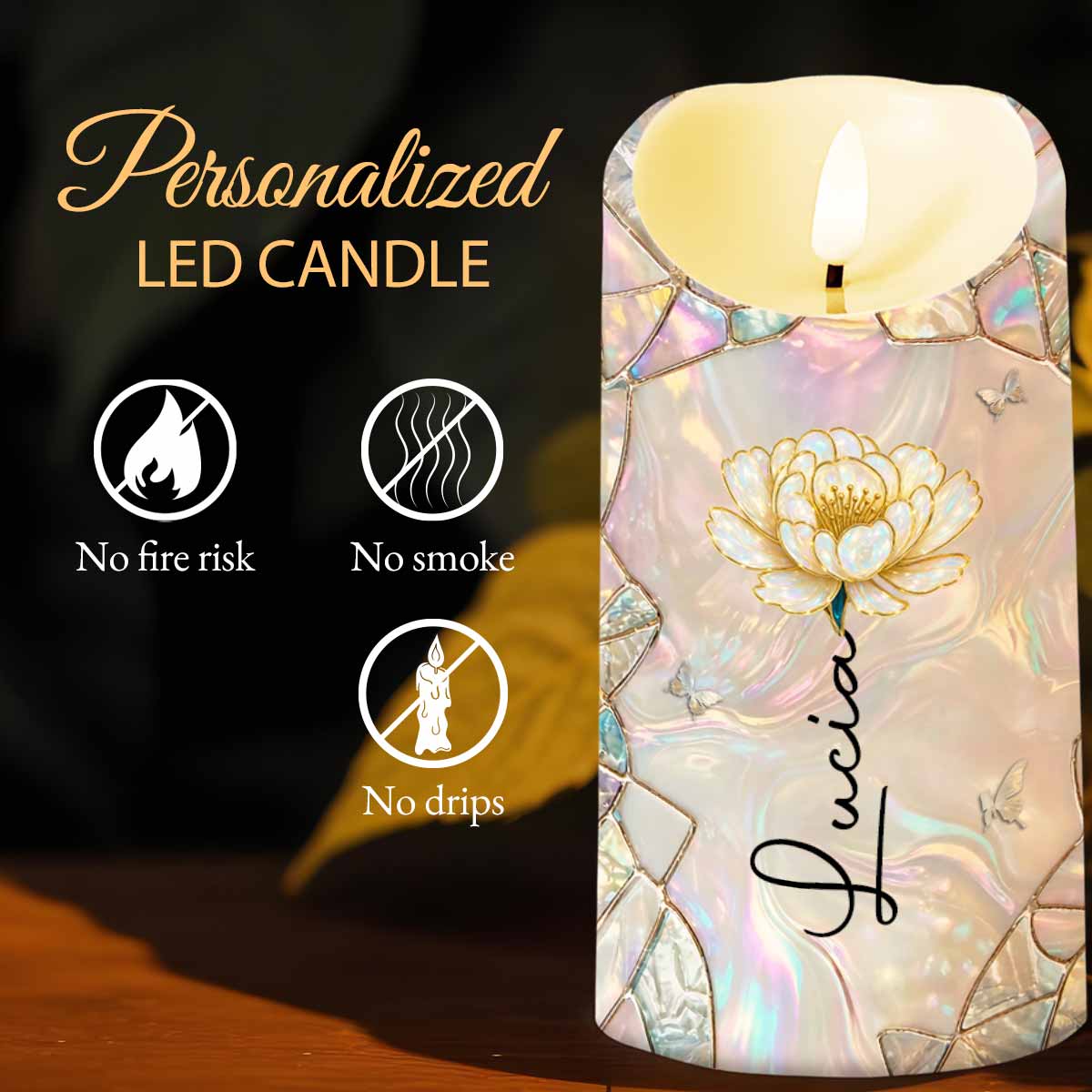 To My Granddaughter Whenever You Feel Overwhelmed Straighten Your Crown Flower Butterfly - Personalized Custom LED Candle - GDT633_LECA - Image 4