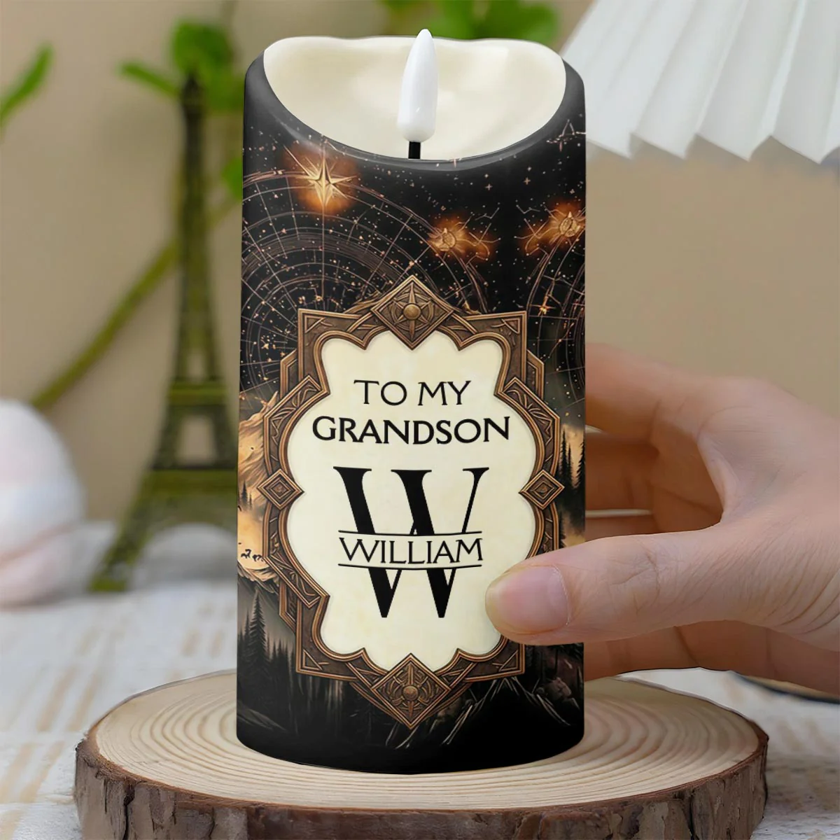 To My Grandson Be Strong And Chase Your Dreams Monogram Mountain - Personalized Custom LED Candle - GSN067_LECA - Image 7