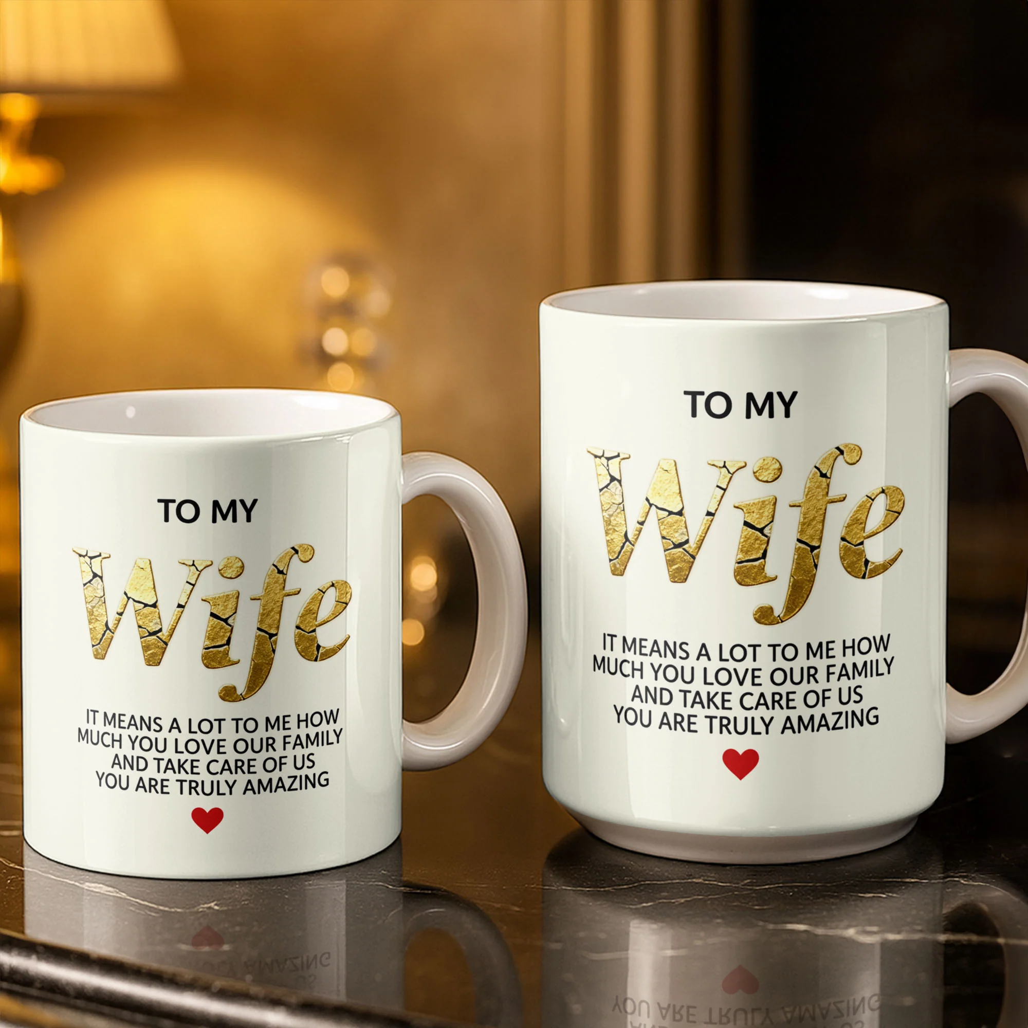 Together Forever To My Wife Lions Couple Floral Art - Personalized Custom Coffee Mug - WIF068_MG - Image 3