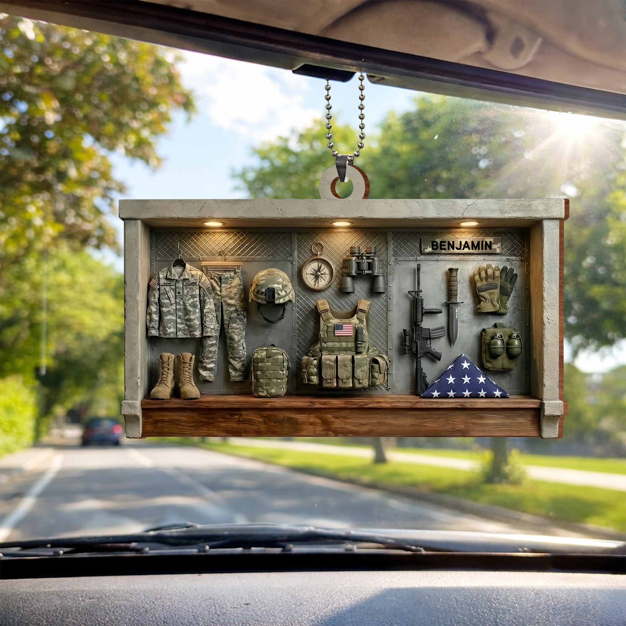 Tribute To Courage Army Gear And Tactical Equipment - Personalized Custom Wood Ornament, Car Hanging Ornament - VTR003_WCA