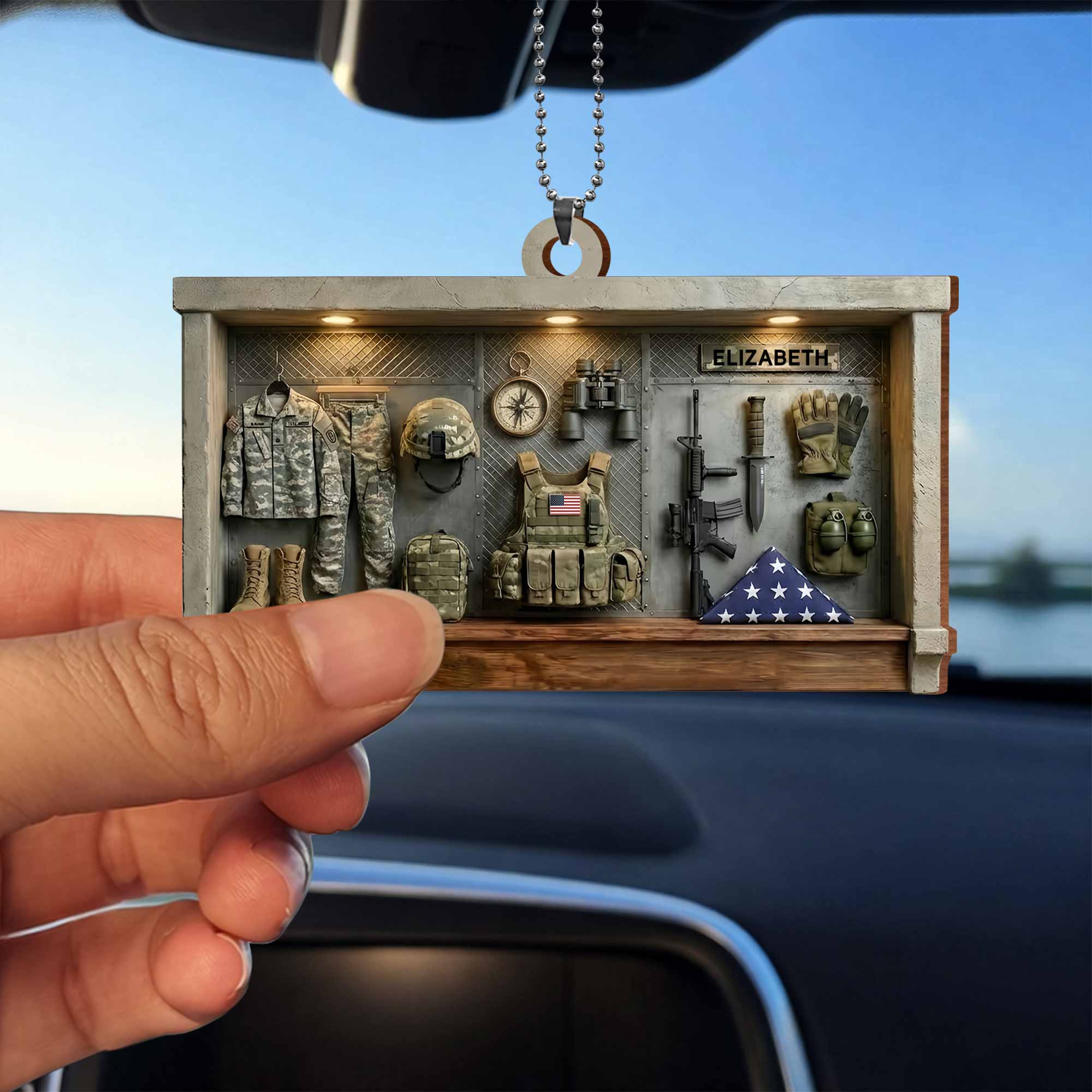 Tribute To Courage Army Gear And Tactical Equipment - Personalized Custom Wood Ornament, Car Hanging Ornament - VTR003_WCA - Image 3