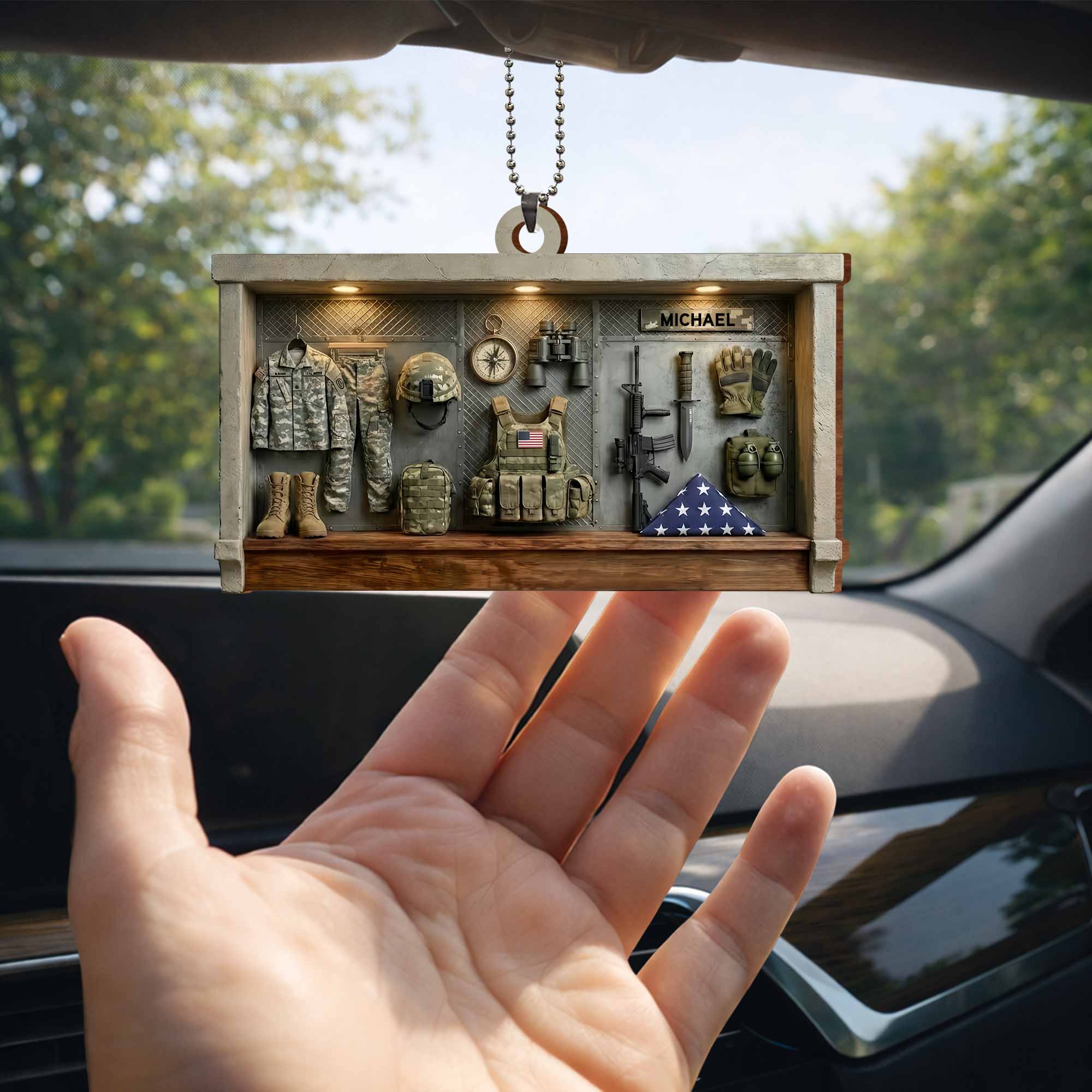 Tribute To Courage Army Gear And Tactical Equipment - Personalized Custom Wood Ornament, Car Hanging Ornament - VTR003_WCA - Image 7