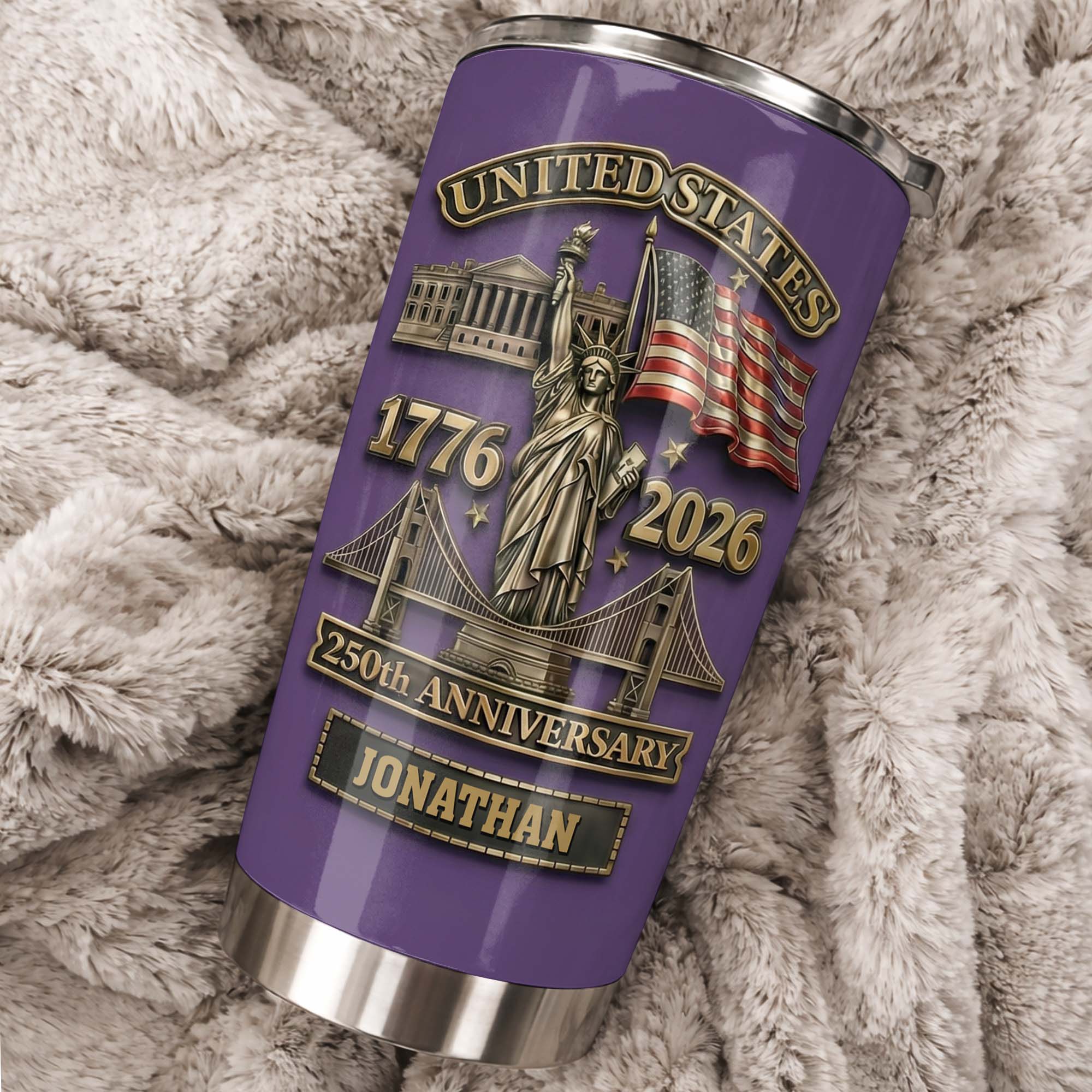 United States 250th Anniversary With Statue Of Liberty And US Flag - Personalized Custom Stainless Steel Tumbler 20oz 30oz - INDE053_TB - Image 3