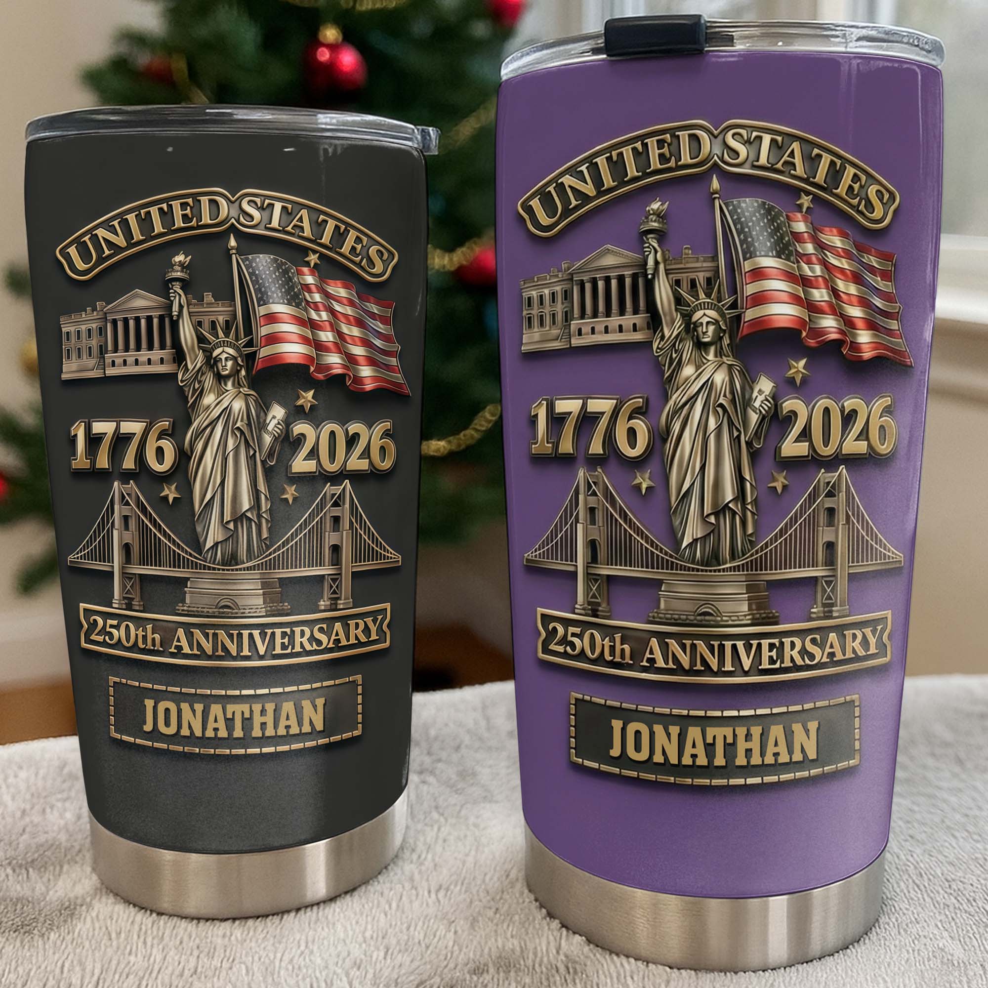 United States 250th Anniversary With Statue Of Liberty And US Flag - Personalized Custom Stainless Steel Tumbler 20oz 30oz - INDE053_TB - Image 7