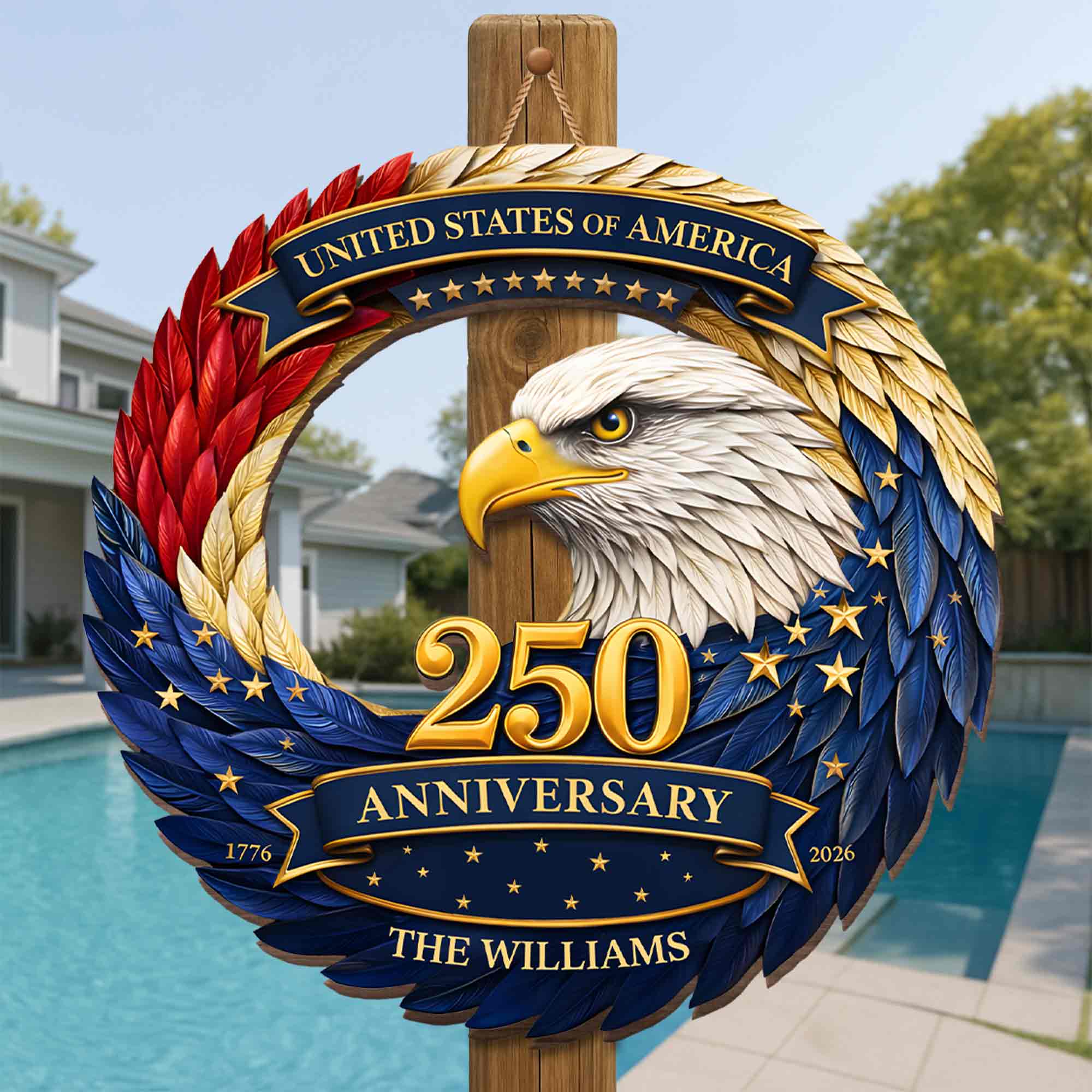United States Of America 250 Anniversary Eagle Wings And Stars - Personalized Custom Shaped Wood Sign - INDE073_WSIGN - Image 2