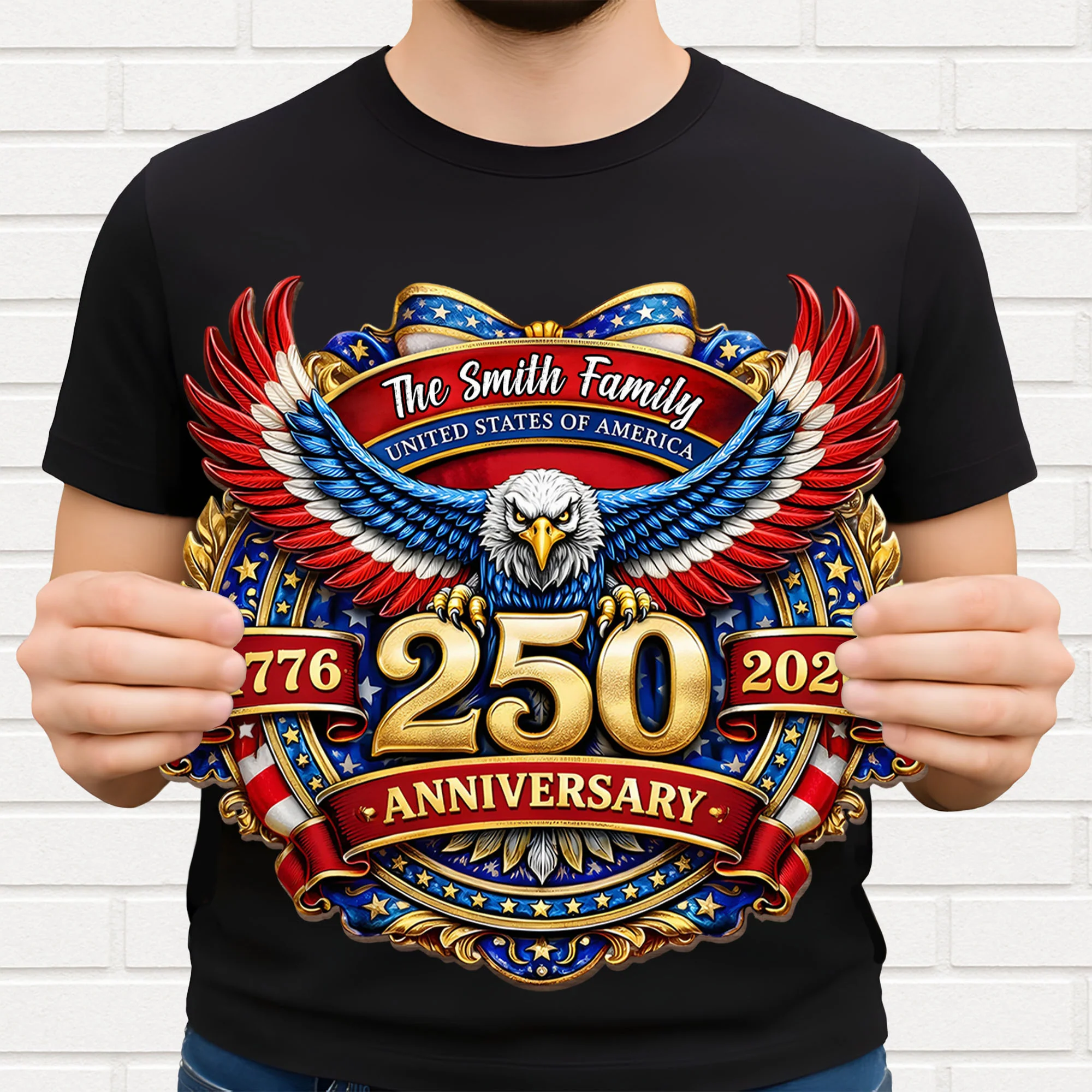United States Of America 250 Anniversary Patriotic Bald Eagle And Stars - Personalized Custom Shaped Wood Sign - INDE072_WSIGN - Image 3