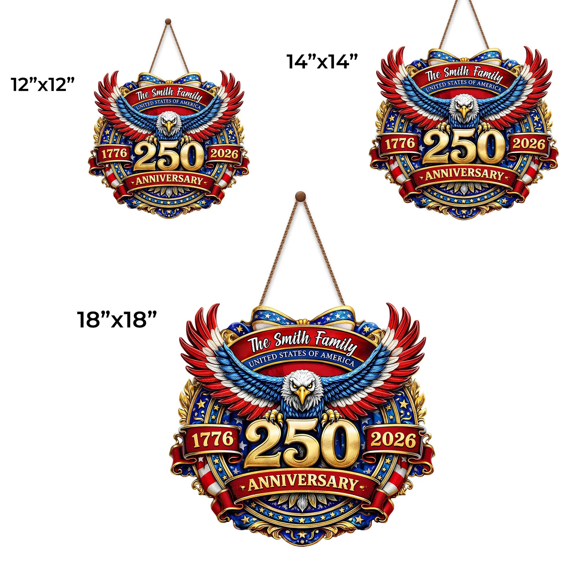 United States Of America 250 Anniversary Patriotic Bald Eagle And Stars - Personalized Custom Shaped Wood Sign - INDE072_WSIGN - Image 6