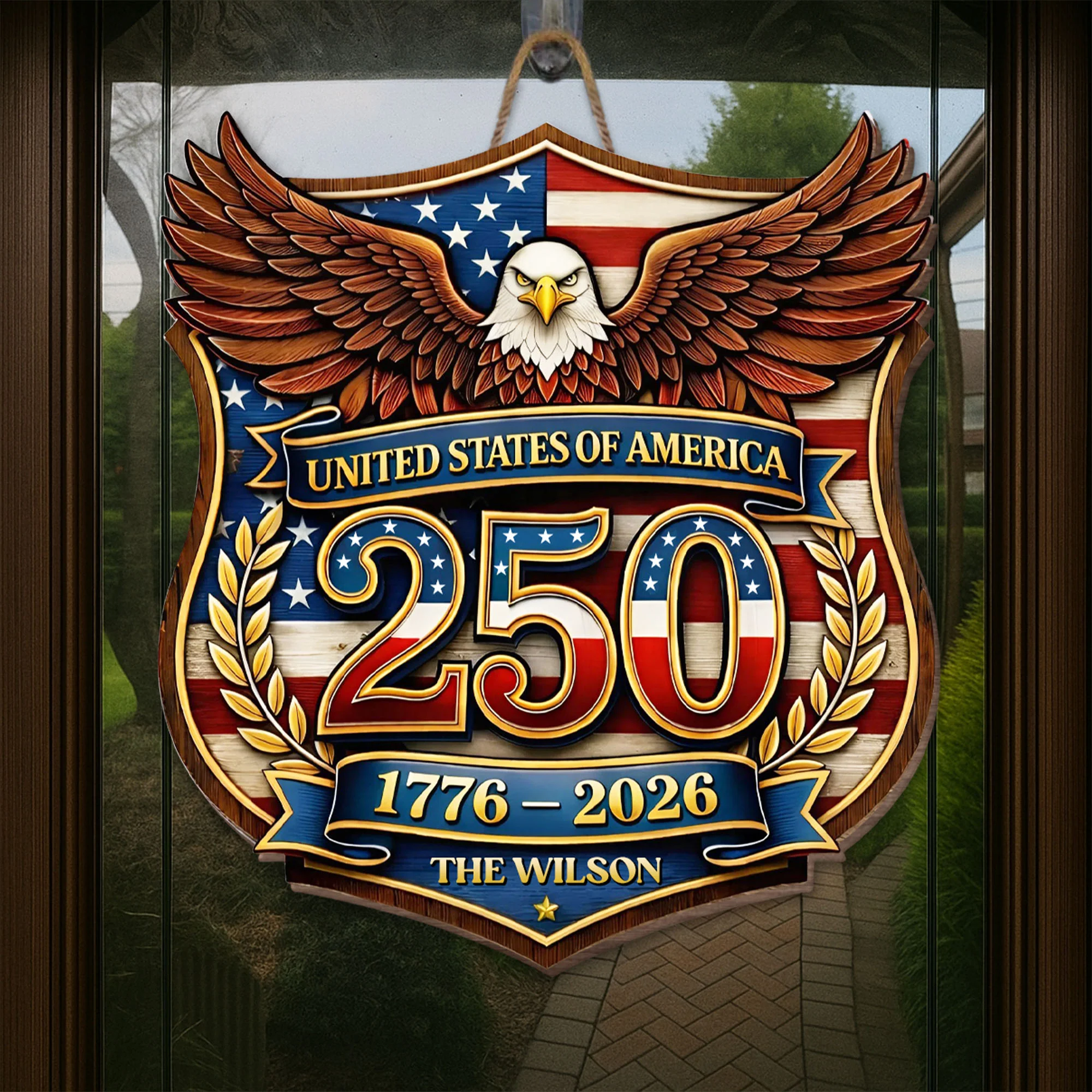 United States Of America 250 Patriotic Eagle Shield With Flag And Wreath - Personalized Custom Shaped Wood Sign - INDE080_WSIGN - Image 5