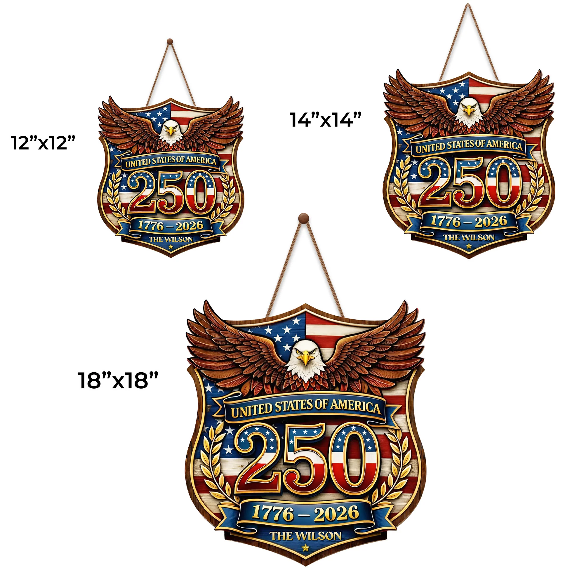 United States Of America 250 Patriotic Eagle Shield With Flag And Wreath - Personalized Custom Shaped Wood Sign - INDE080_WSIGN - Image 6