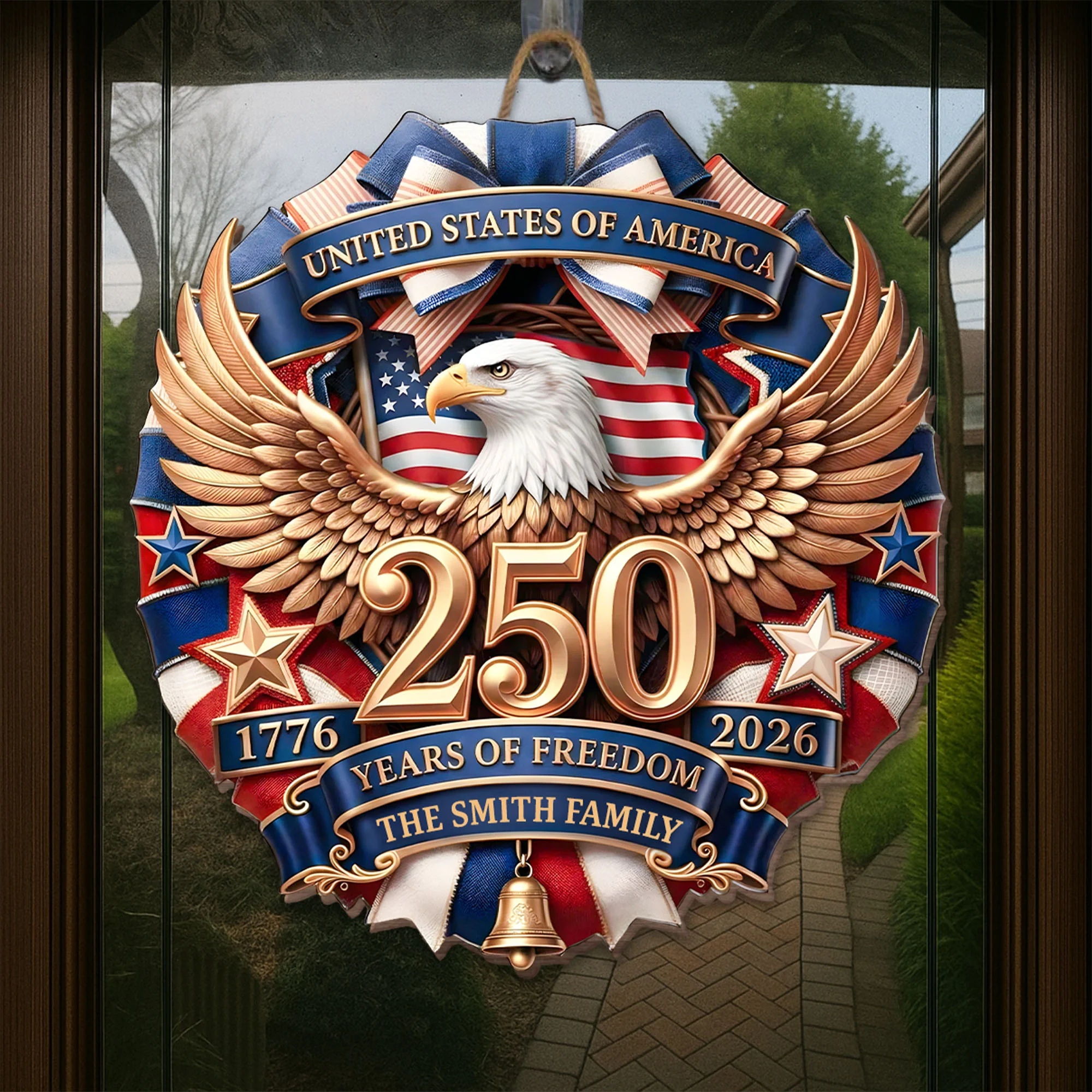 United States Of America Years Of Freedom Eagle With American Flag And Stars - Personalized Custom Shaped Wood Sign - INDE092_WSIGN - Image 5