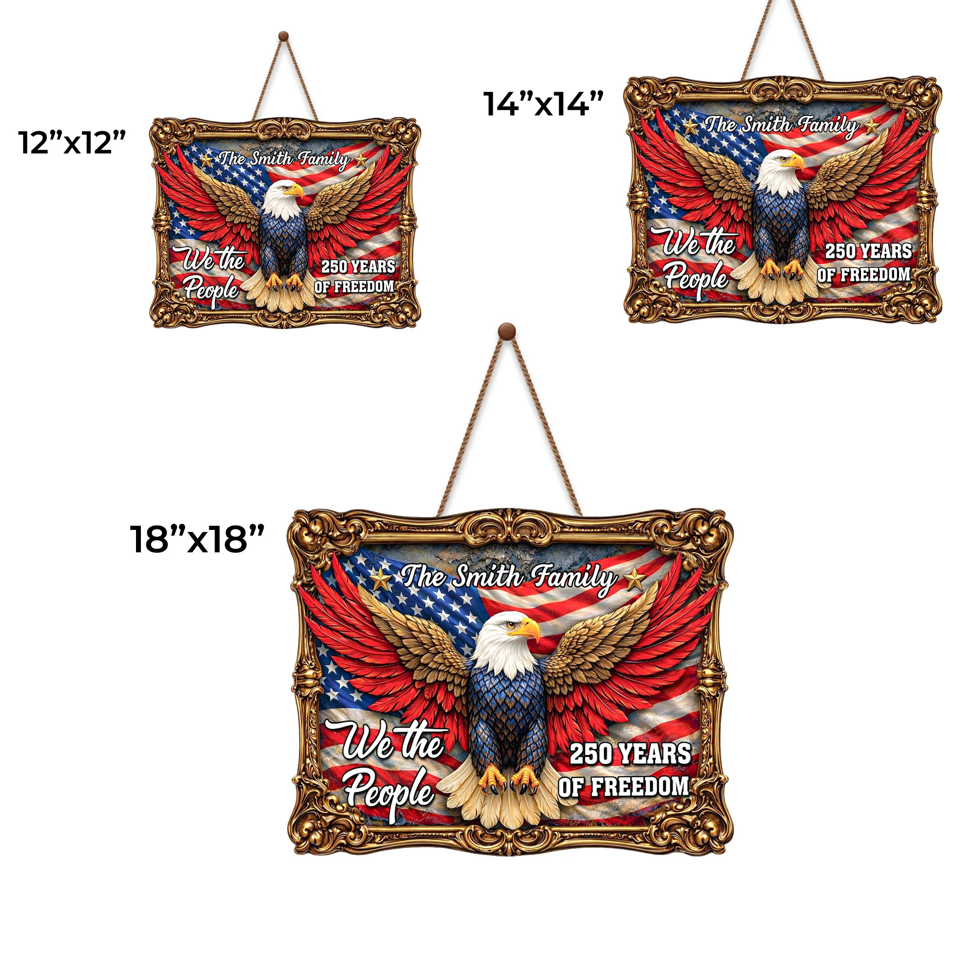 We The People Years Of Freedom Bald Eagle And American Flag - Personalized Custom Shaped Wood Sign - INDE070_WSIGN - Image 6