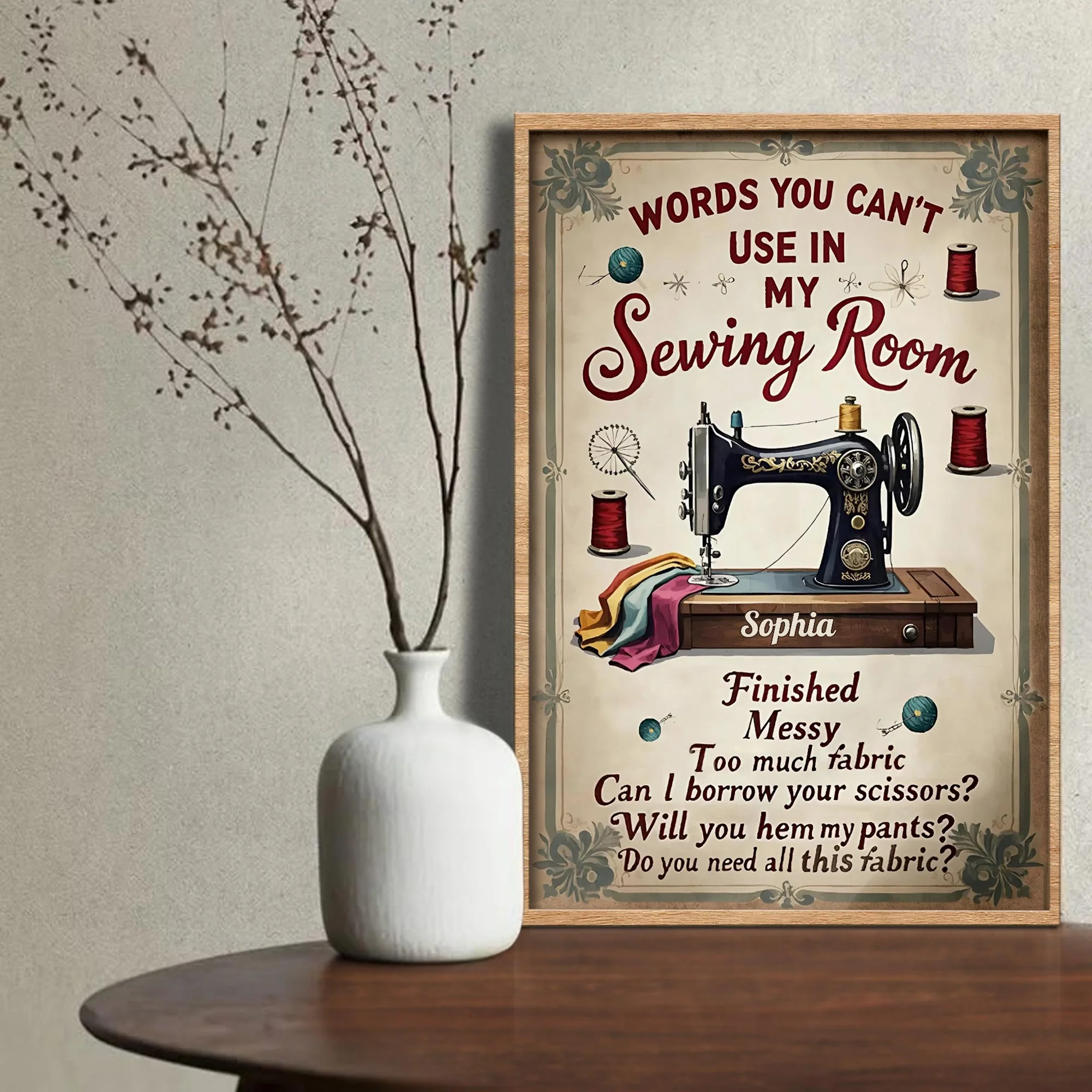 Words You Can't Use In My Sewing Room Vintage Sewing Machine - Personalized Custom Vertical Poster - HAND019_VPOS - Image 5
