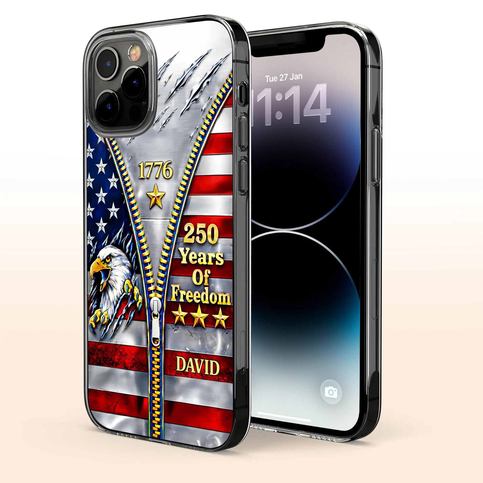 Years Of Freedom American Flag Eagle With Zipper - Personalized Clear Phone Case - INDE050_PHC - Image 3