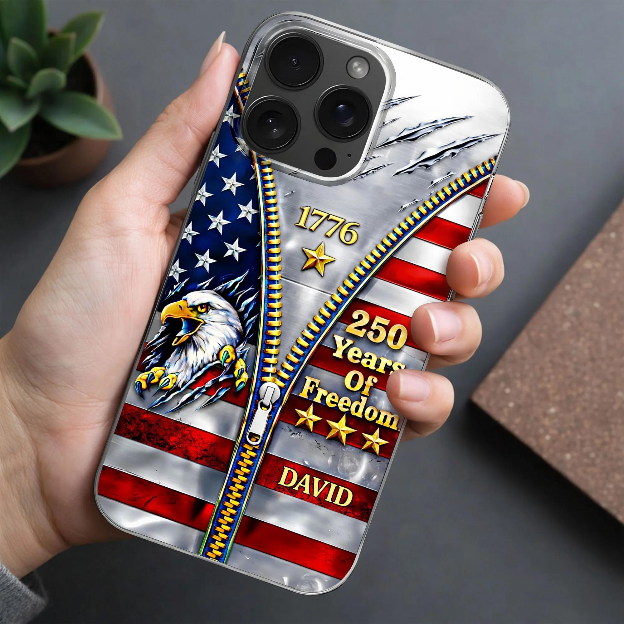 Years Of Freedom American Flag Eagle With Zipper - Personalized Clear Phone Case - INDE050_PHC - Image 5