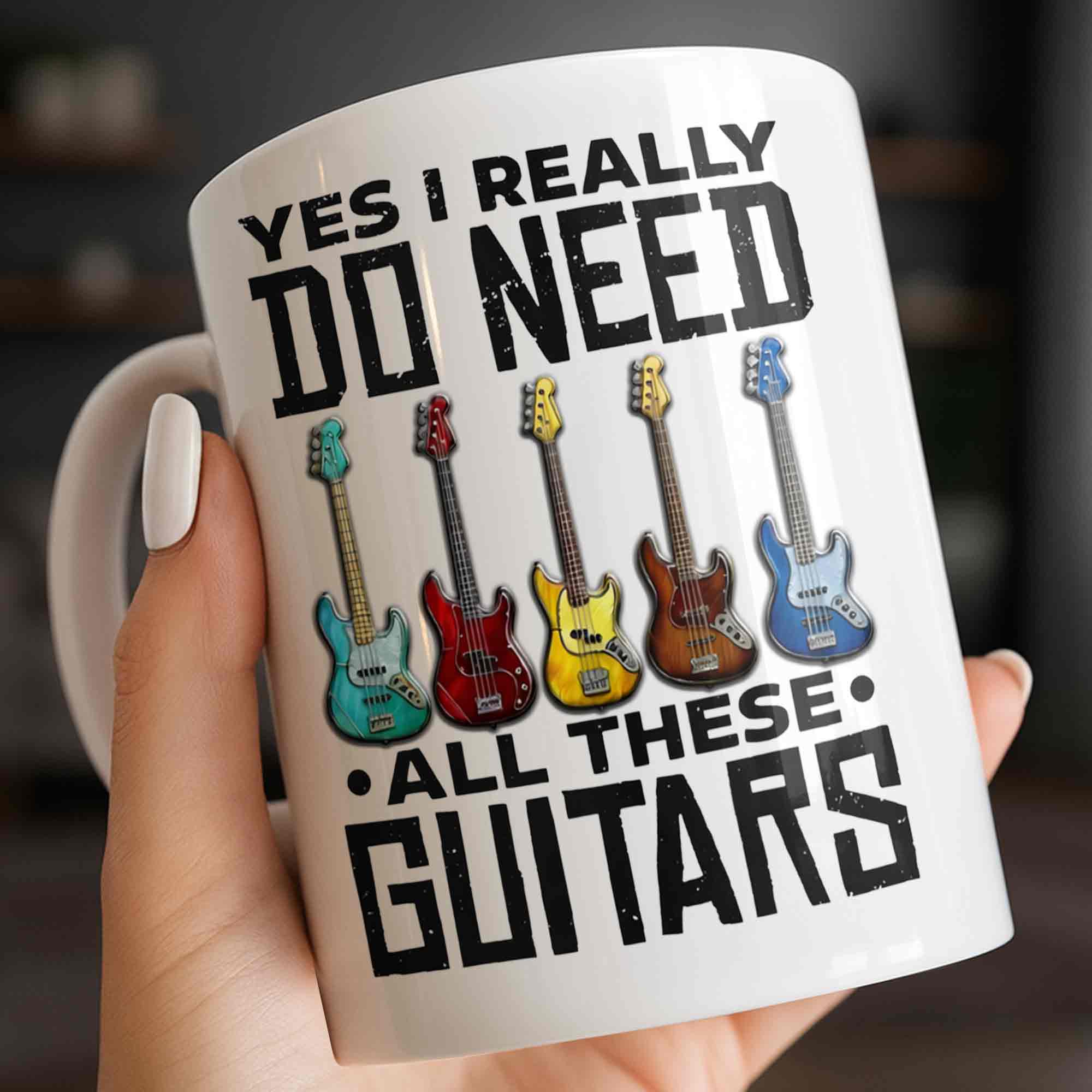 Yes I Really Do Need All These Guitars Colorful Electric Guitars - Personalized Custom Coffee Mug - MUSIC051_MG - Image 5