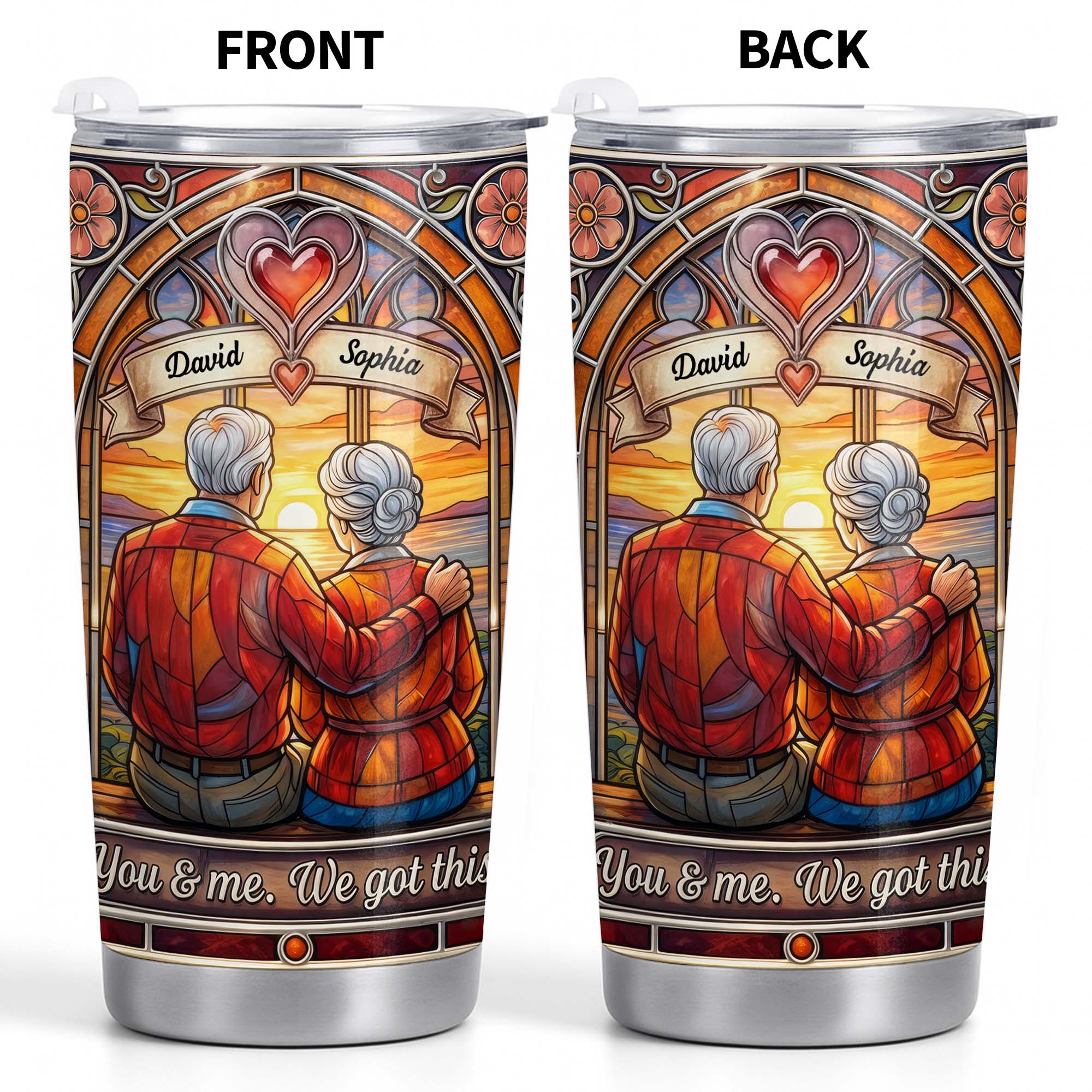 You And Me We Got This Old Couple Stained Glass Sunset - Personalized Custom Stainless Steel Tumbler 20oz 30oz - CPL1400_TB - Image 12