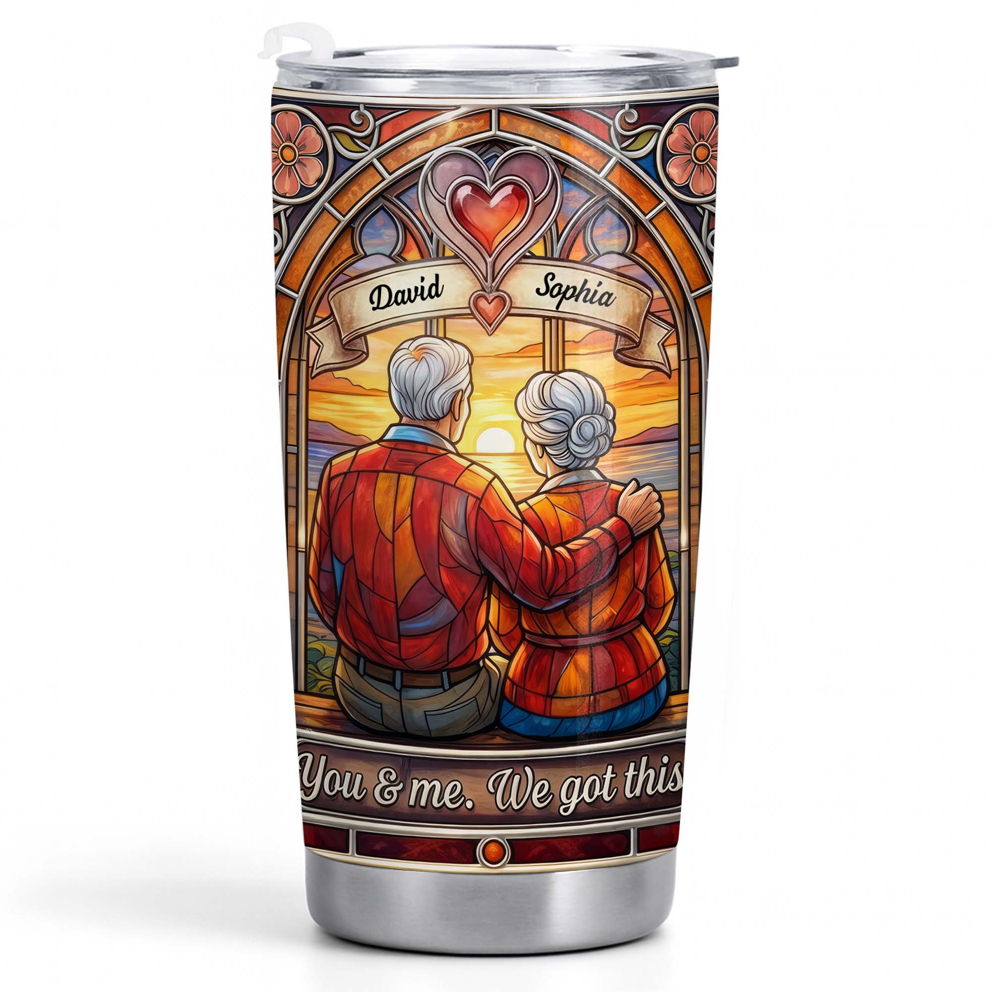You And Me We Got This Old Couple Stained Glass Sunset - Personalized Custom Stainless Steel Tumbler 20oz 30oz - CPL1400_TB - Image 13