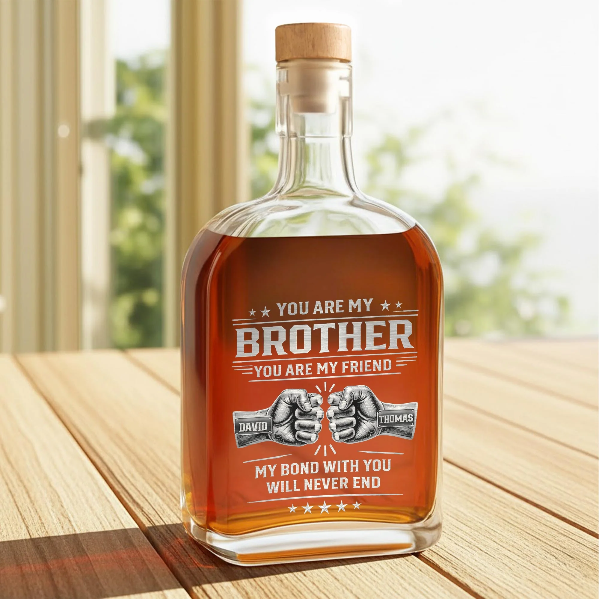 You Are My Brother My Bond With You Will Never End Fist Bump - Personalized Whiskey Bottle - BRT011_WHIBA - Image 3