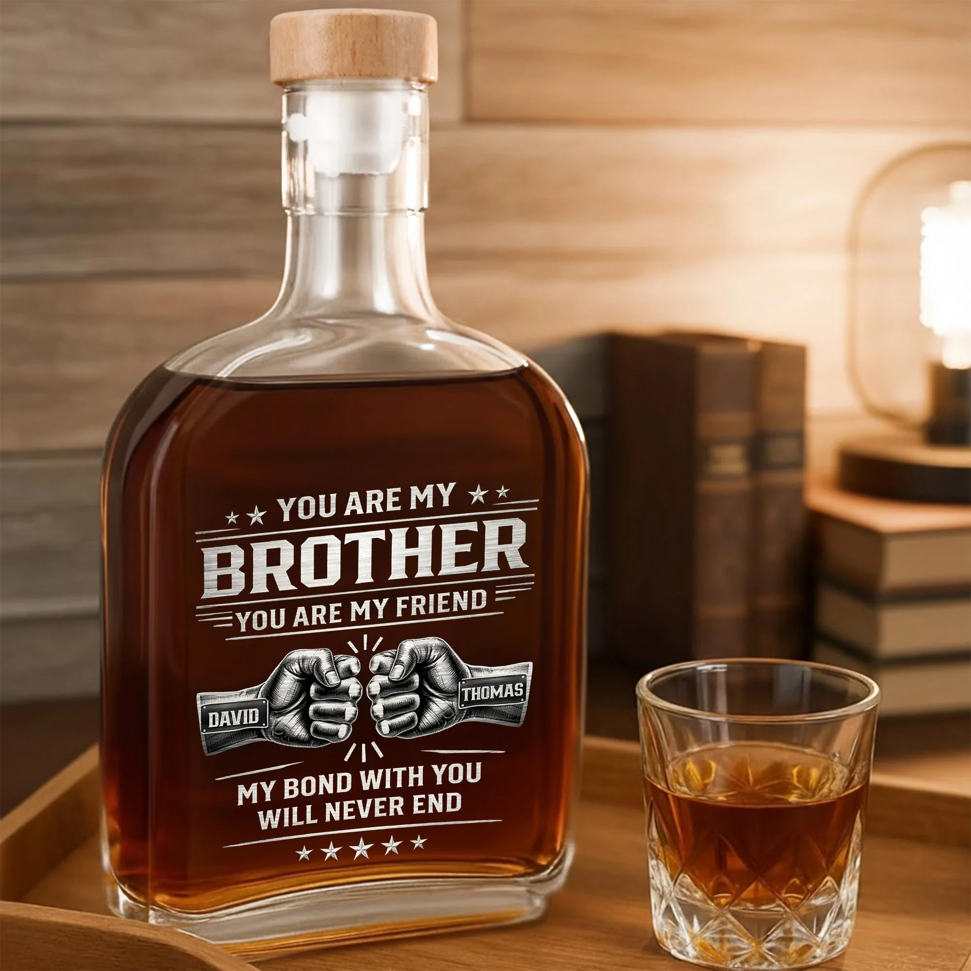You Are My Brother My Bond With You Will Never End Fist Bump - Personalized Whiskey Bottle - BRT011_WHIBA - Image 4