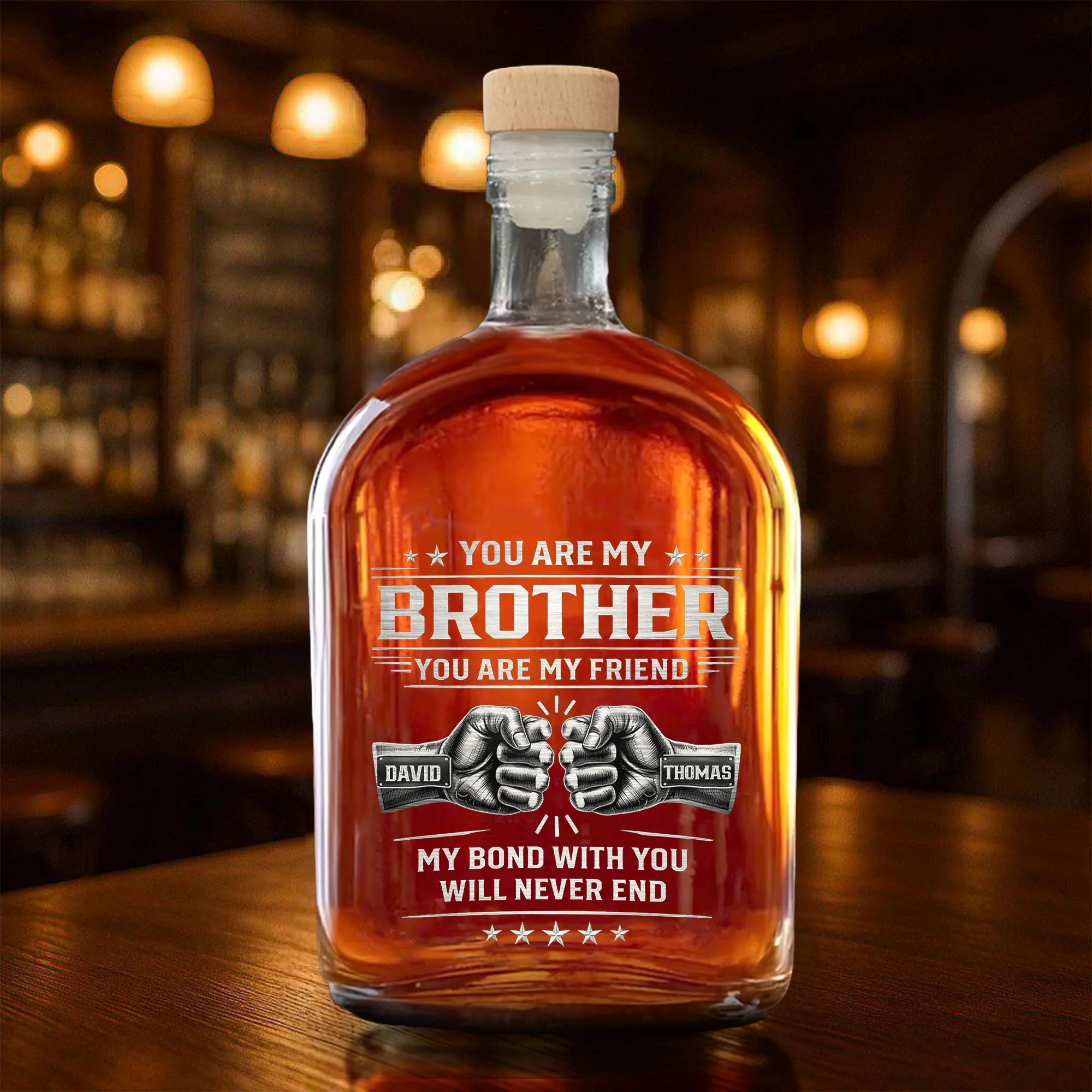 You Are My Brother My Bond With You Will Never End Fist Bump - Personalized Whiskey Bottle - BRT011_WHIBA - Image 5