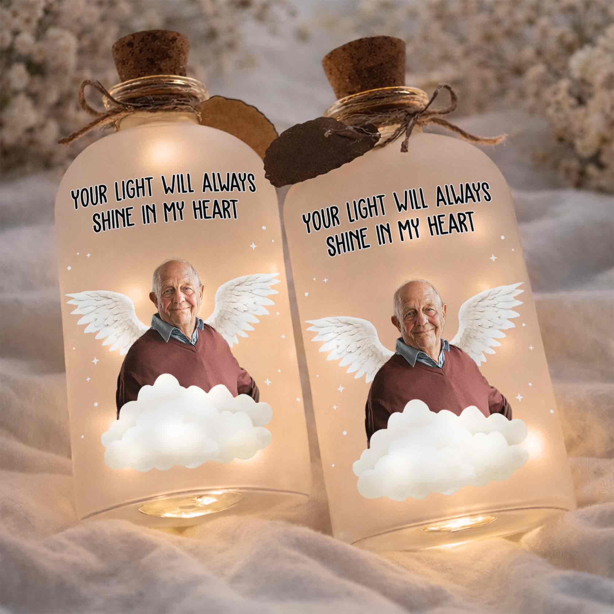 Your Light Will Always Shine In My Heart Angel Wings Clouds - Personalized Short Bottle Light - HME325_SBOLI - Image 3