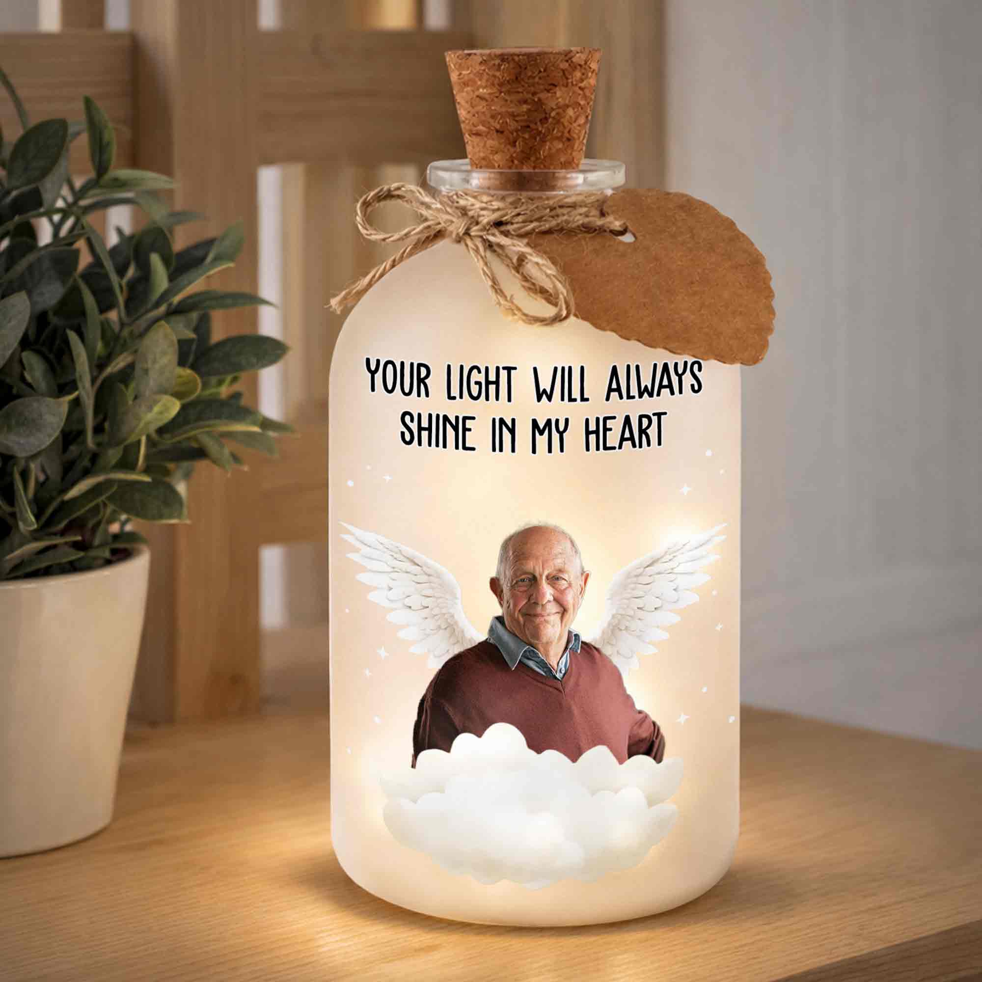 Your Light Will Always Shine In My Heart Angel Wings Clouds - Personalized Short Bottle Light - HME325_SBOLI - Image 4