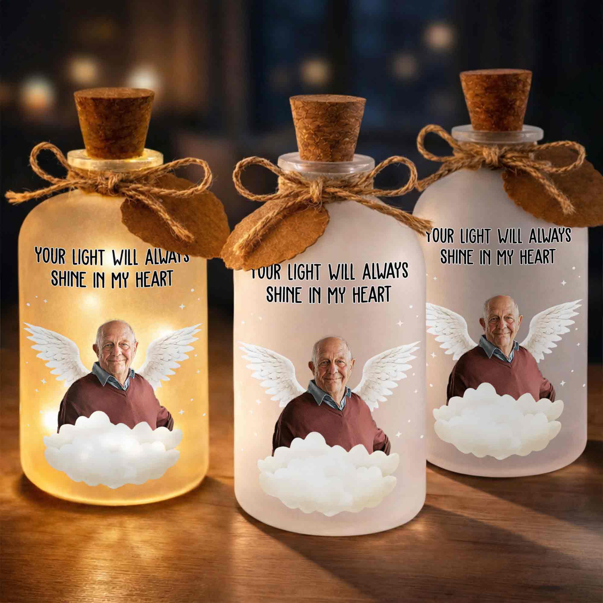 Your Light Will Always Shine In My Heart Angel Wings Clouds - Personalized Short Bottle Light - HME325_SBOLI - Image 6