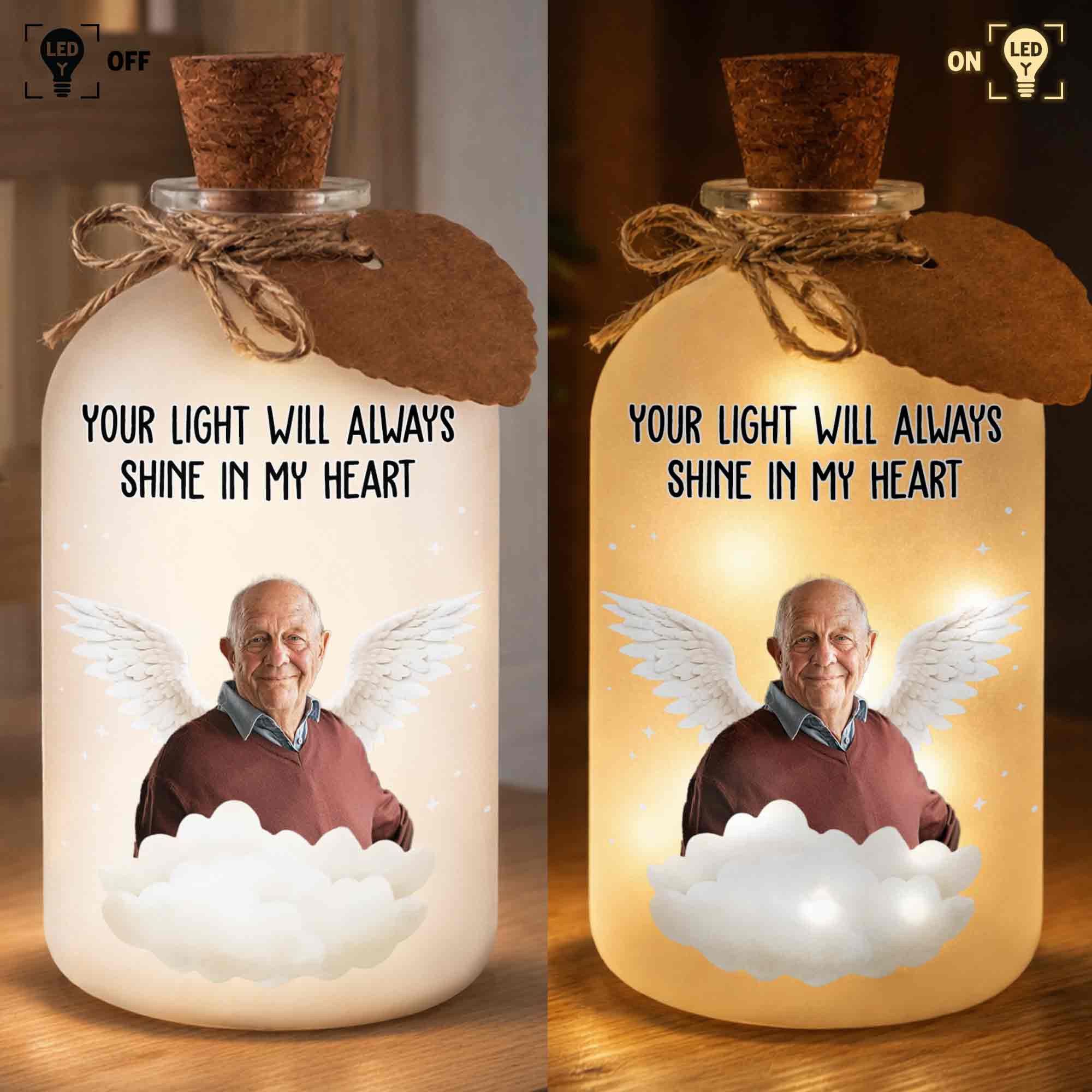 Your Light Will Always Shine In My Heart Angel Wings Clouds - Personalized Short Bottle Light - HME325_SBOLI - Image 7